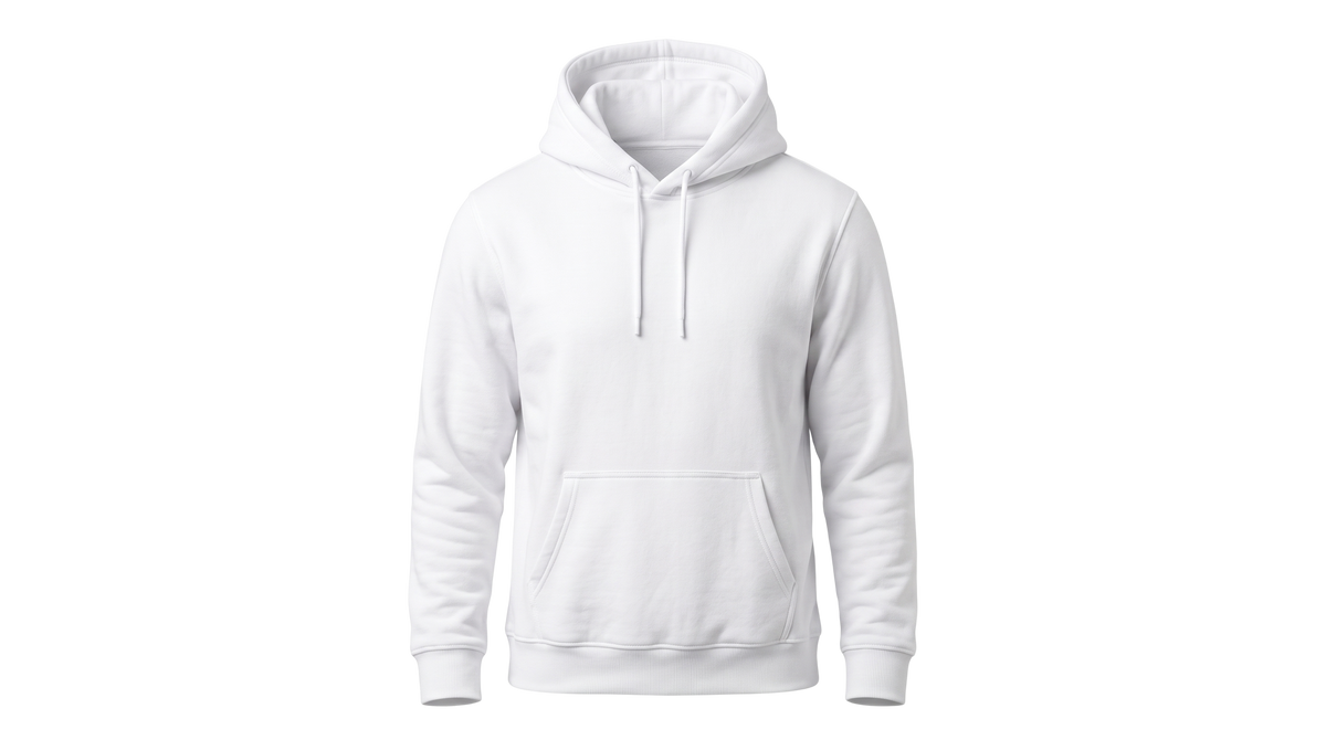 White hoodie on a plain background